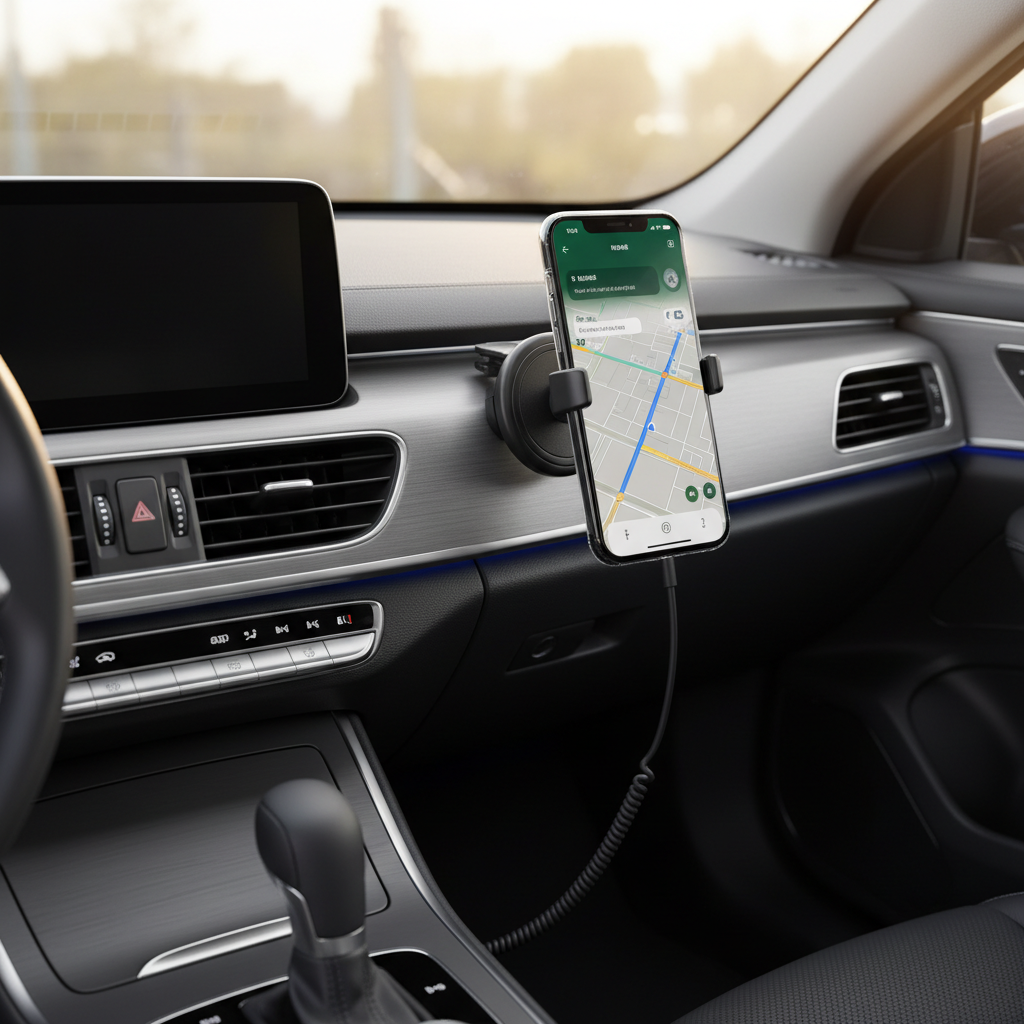 Support MagSafe fixé sur grille d'aération voiture