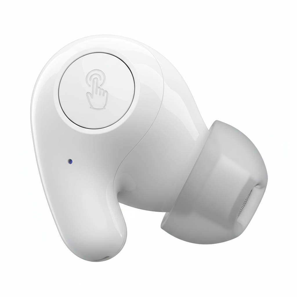 Détail gros plan écouteur TWS embout silicone