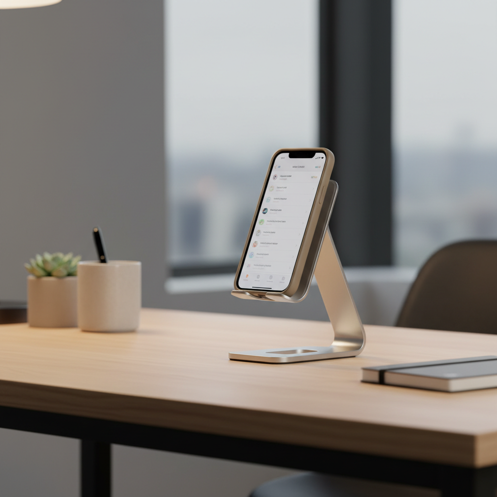 Support MagSafe sur bureau avec iPhone